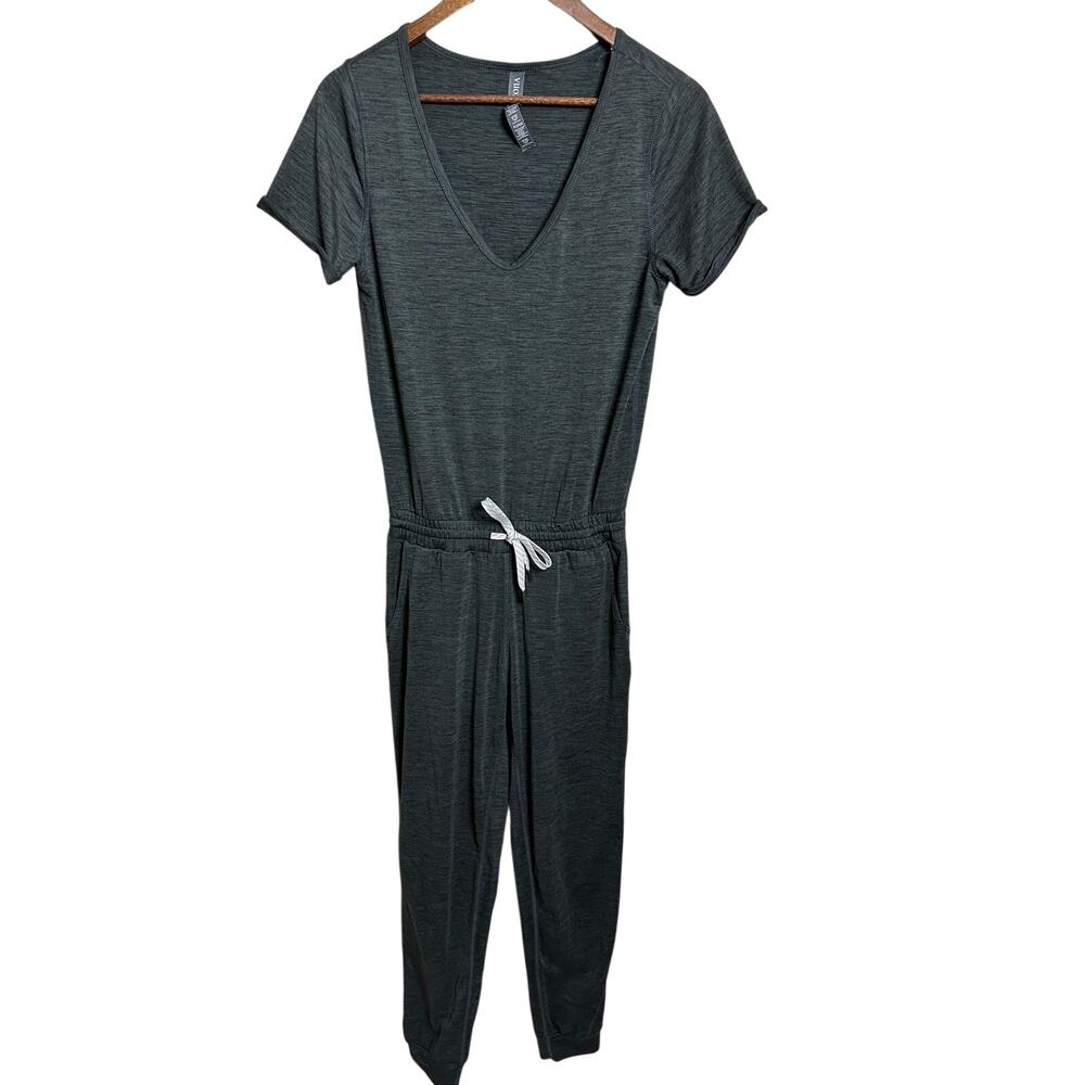 Vuori All Day Jumpsuit Jogger size XS Heather Olive Green Athleisure